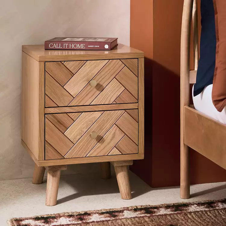 Habitat Afram 2 Drawer Bedside Table - Oak