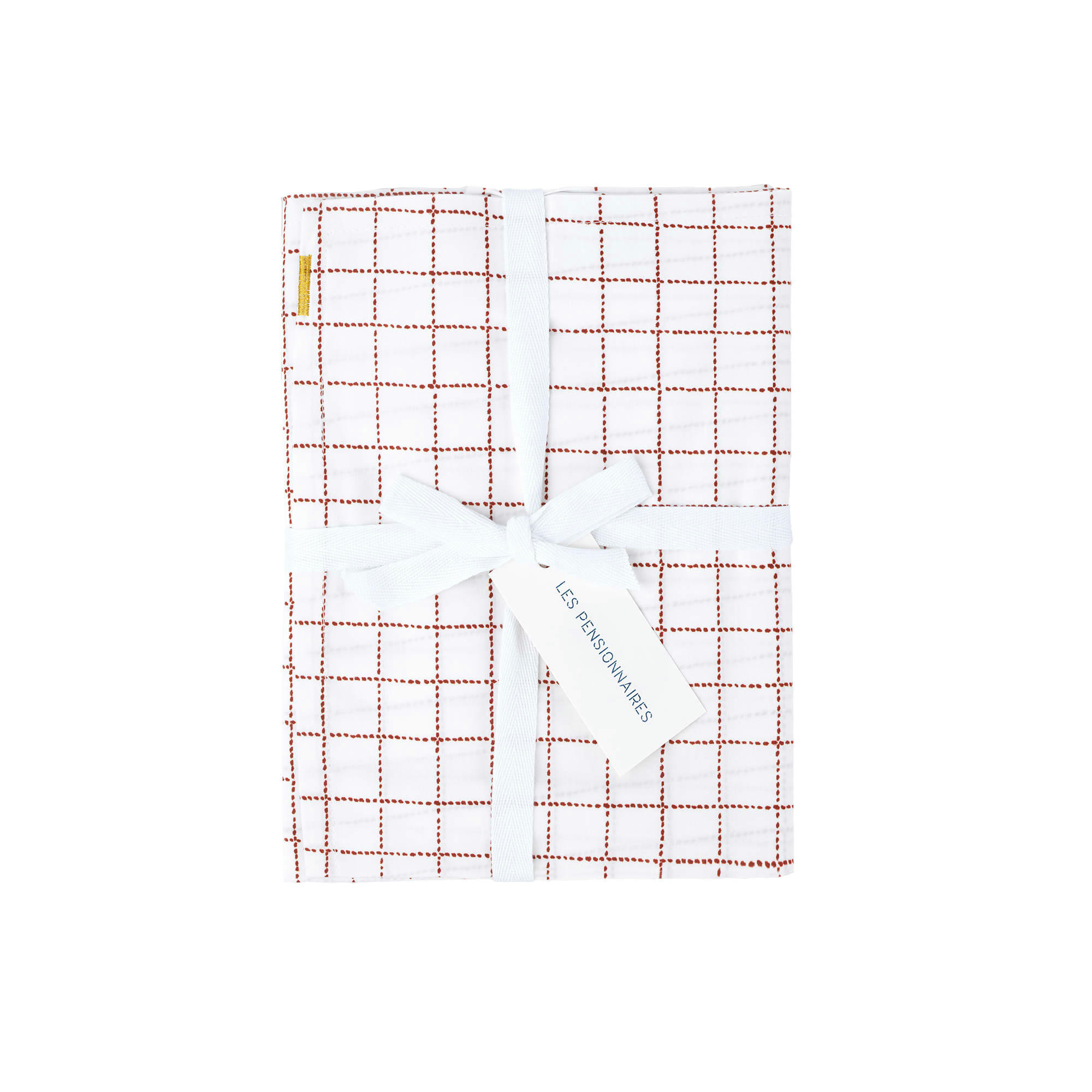 - Taie d'oreiller en percale de coton bio à carreaux - rouille 50x70 cm