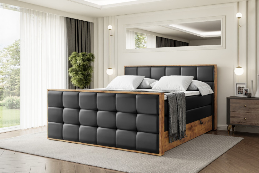 Łóżko kontynentalne z pojemnikiem i materacem H3|H4 LOLLI7-Z KING 120x200cm