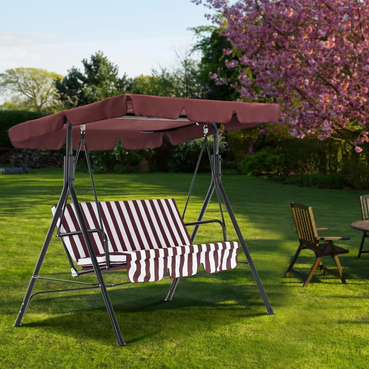 MCombo2-3 Person Patio Swings with Canopy, with SteelStand, Removable Cushions