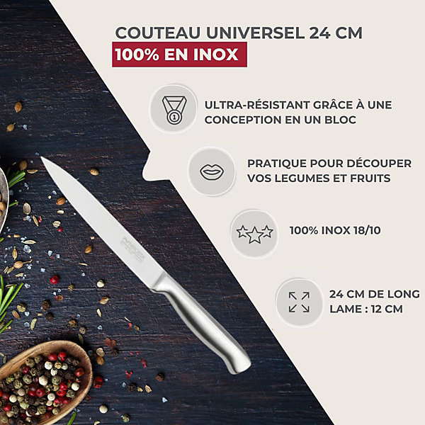Ensemble de 2 Couteaux de cuisine universel 24 cm en tout Nirosta Star