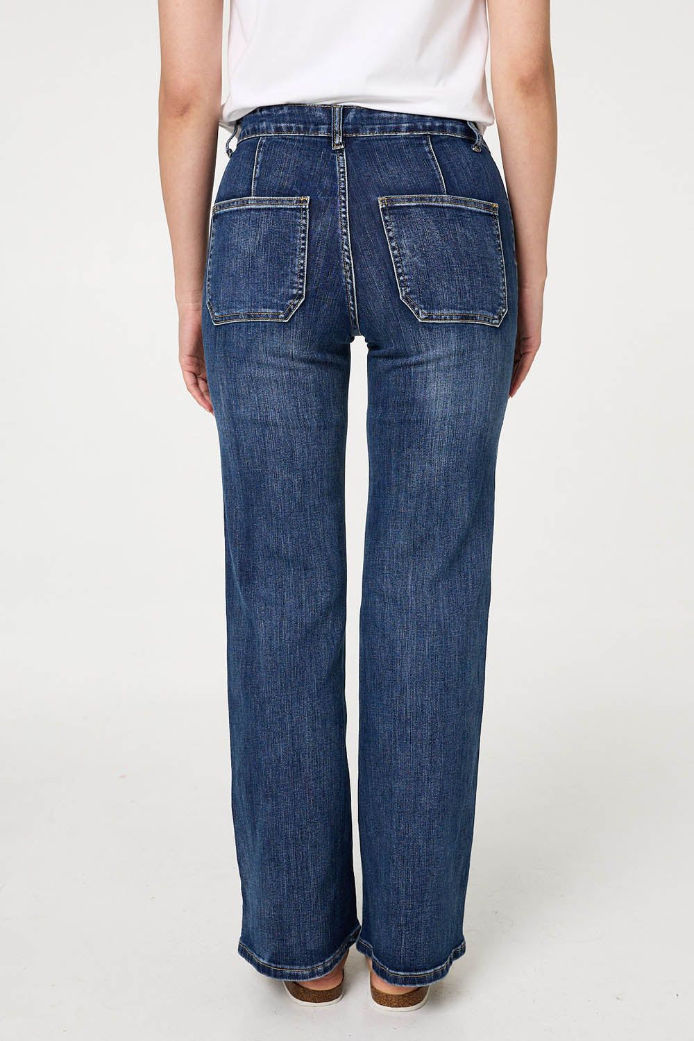 Izabel London Stud Trim Detail High Waist Flare Jeans