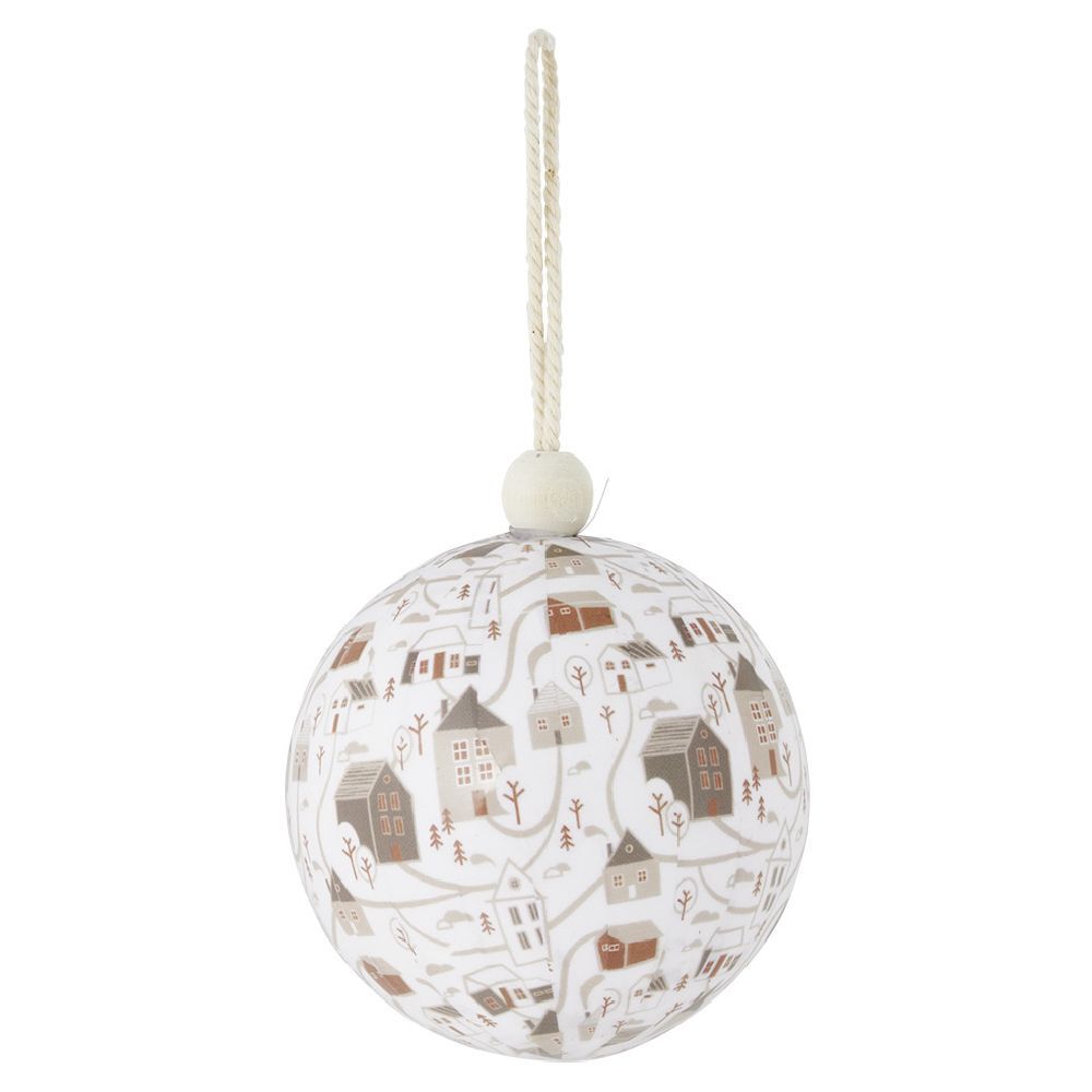 Boule de No&euml;l village et cheval beige et blanc Ø8cm - 3 modèles