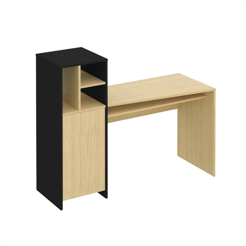 MITCH - Bureau  placage chêne clair et noir