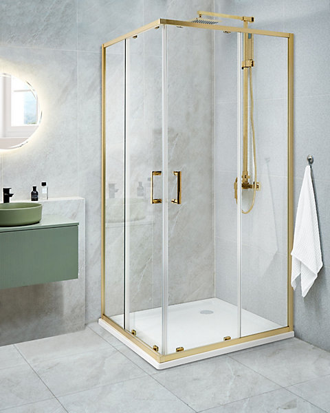 Cabine de douche TELA 90 x 90 x 185 cm Doré