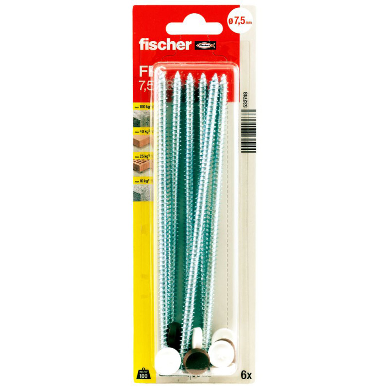 Vis de fixation pour cadres FFS Ø 7,5 x 182 mm 6 pièces