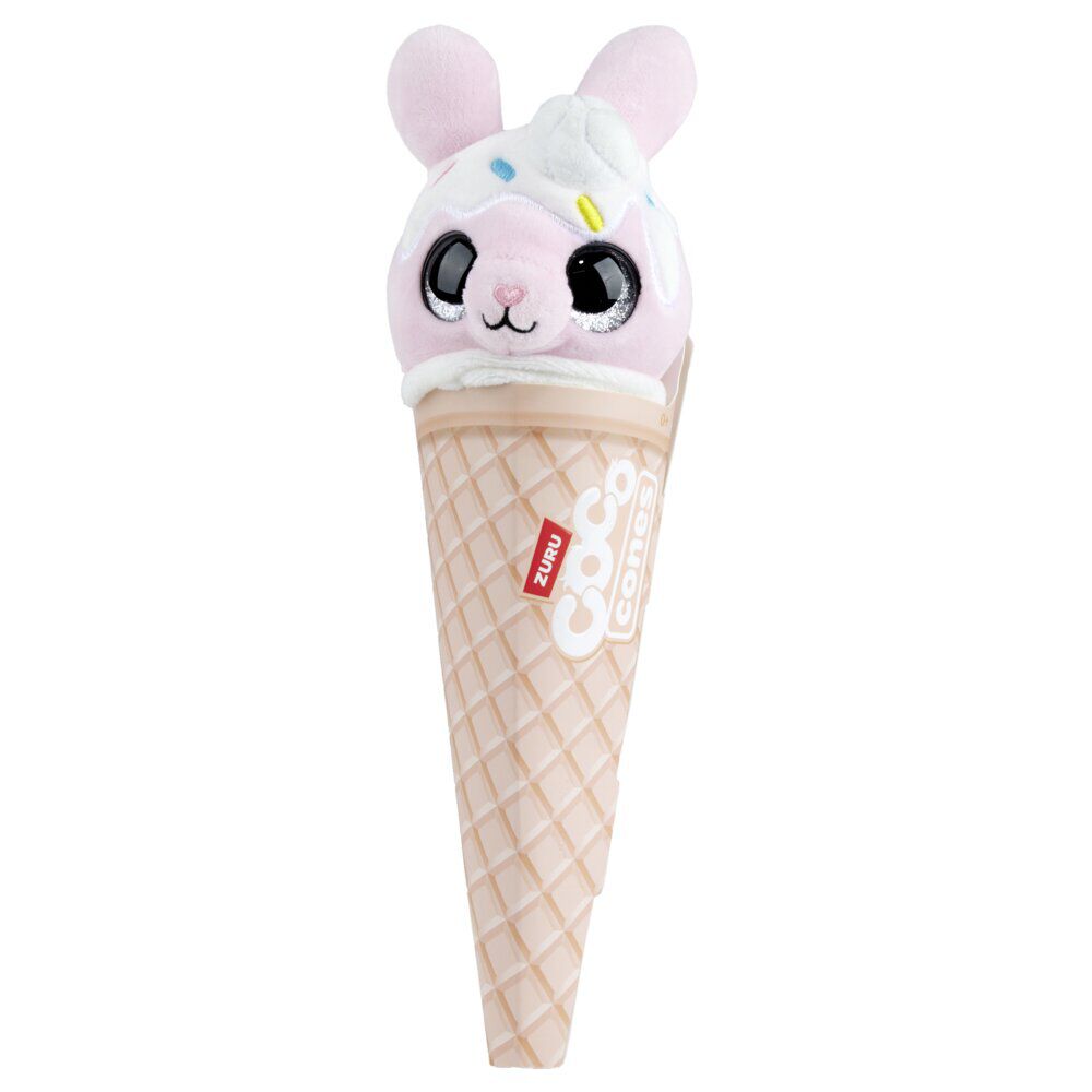 Peluche forme glace et tête animal 9,8x8,5xH26cm (6 modèles)