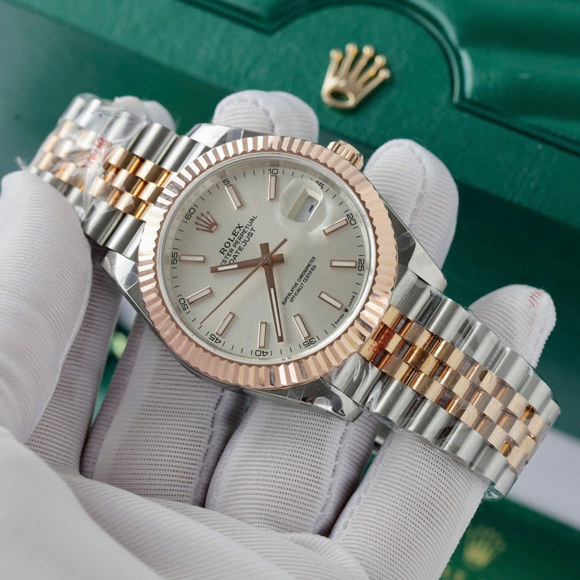 Rolex Datejust SS/RG Plated White Dial 41mm Jub Super Clone