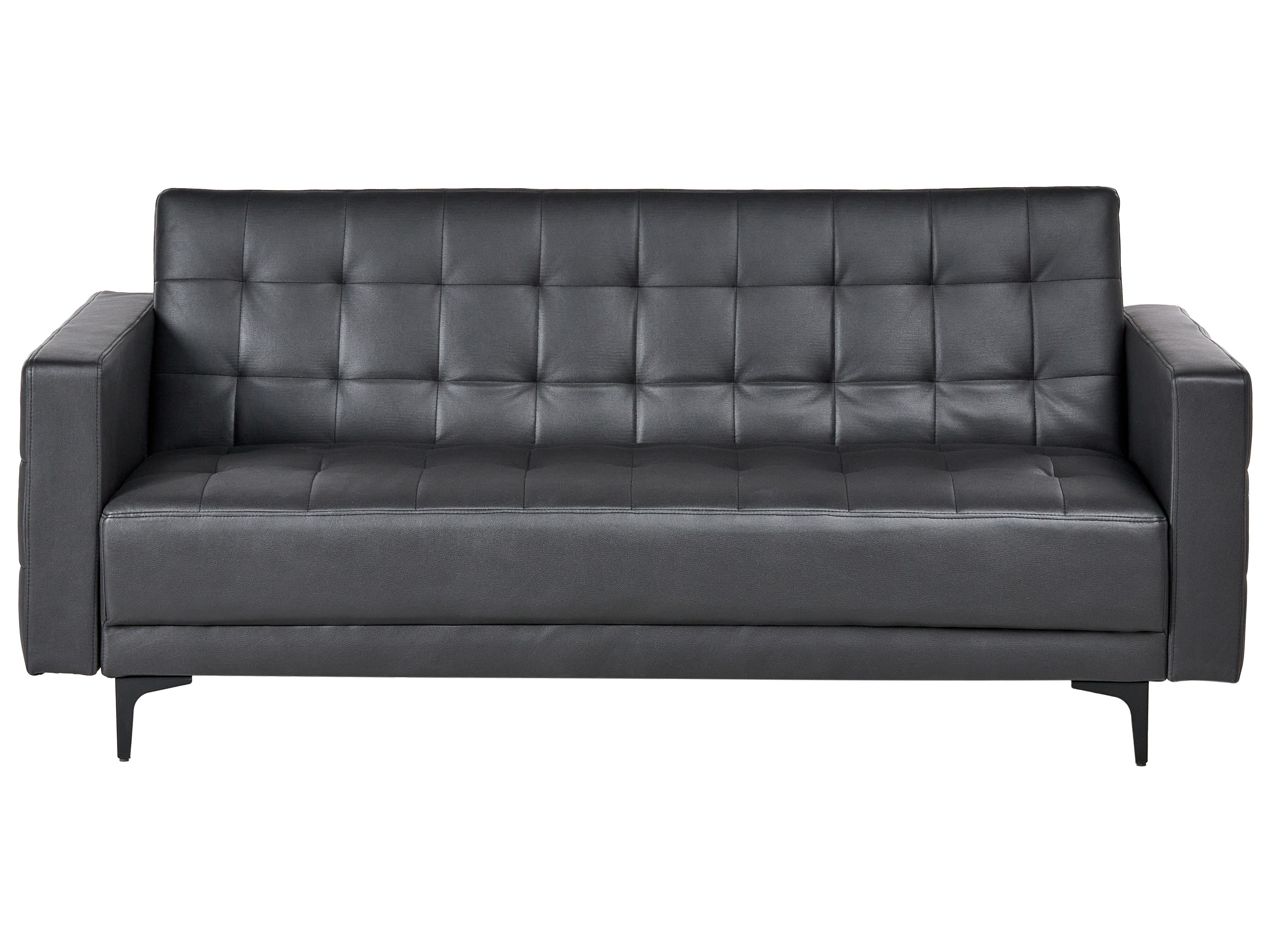 Sofa Bed 3 Seater ABERDEEN Faux Leather Black