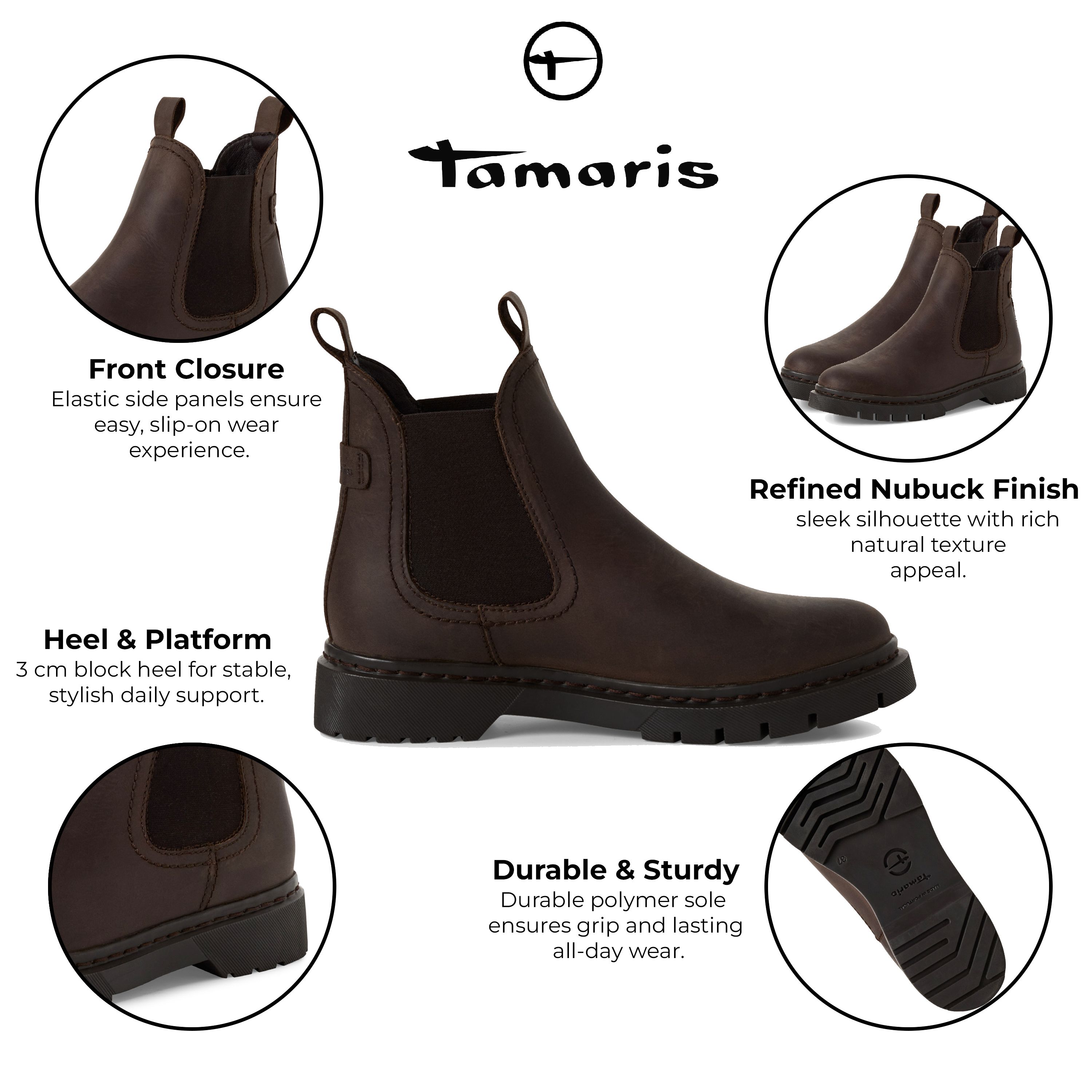 Infinity Leather Tamaris Leather Classic Chelsea Ankle Boots