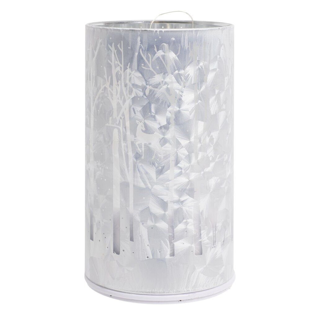 Bougie LED tournante en verre motif forêt Ø9xH15,5cm