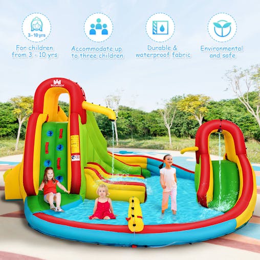 NNECW Inflatable Water Slide Jumping Castle with Two Slides Trampoline