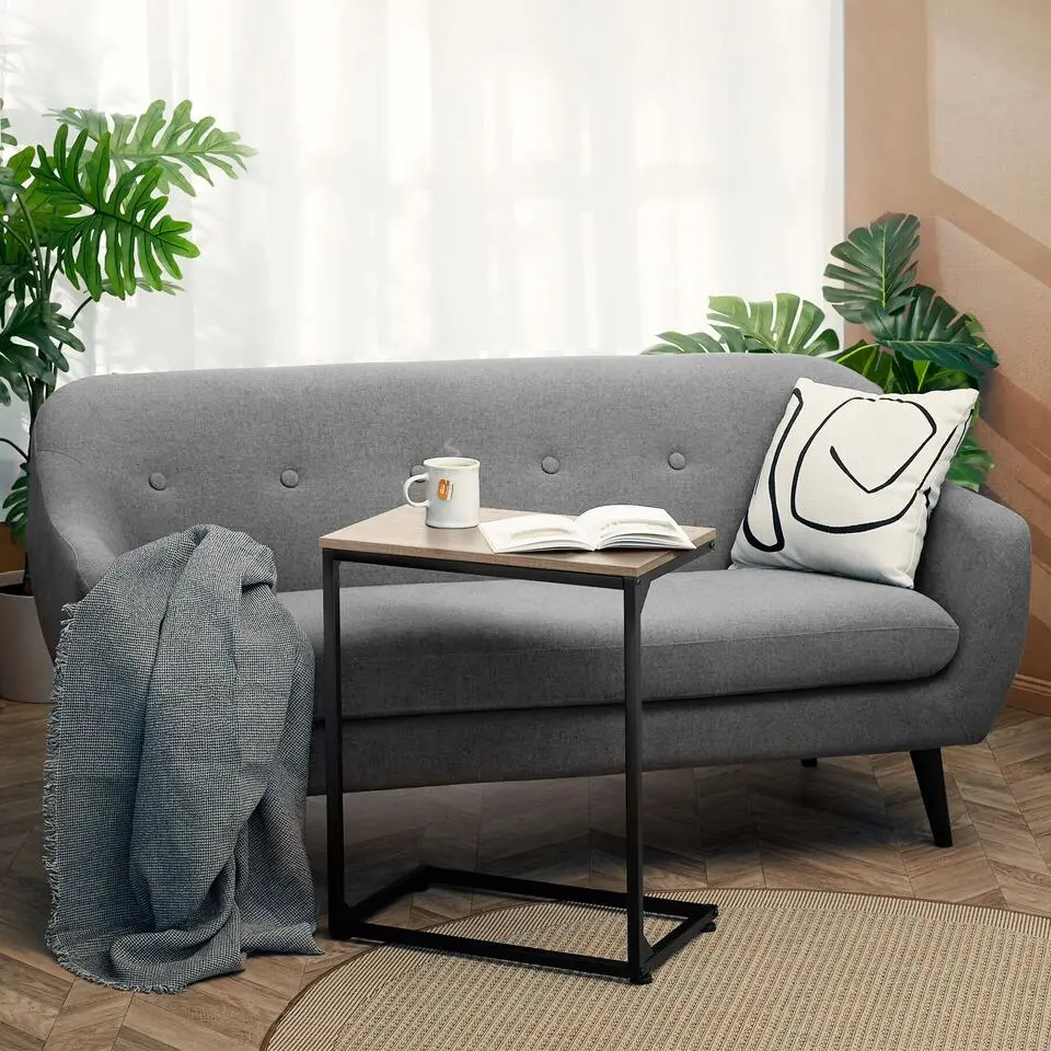 tectake Bijzettafel Cardiff 55,5x35x67cm, Industrieel Licht Hout, Eiken Sonoma