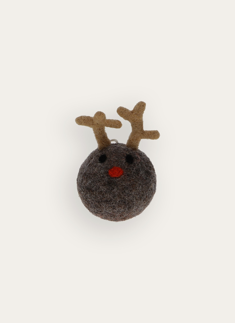 BOULE TÊTE DE RENNE EN LAINE NATURELLE BLANC