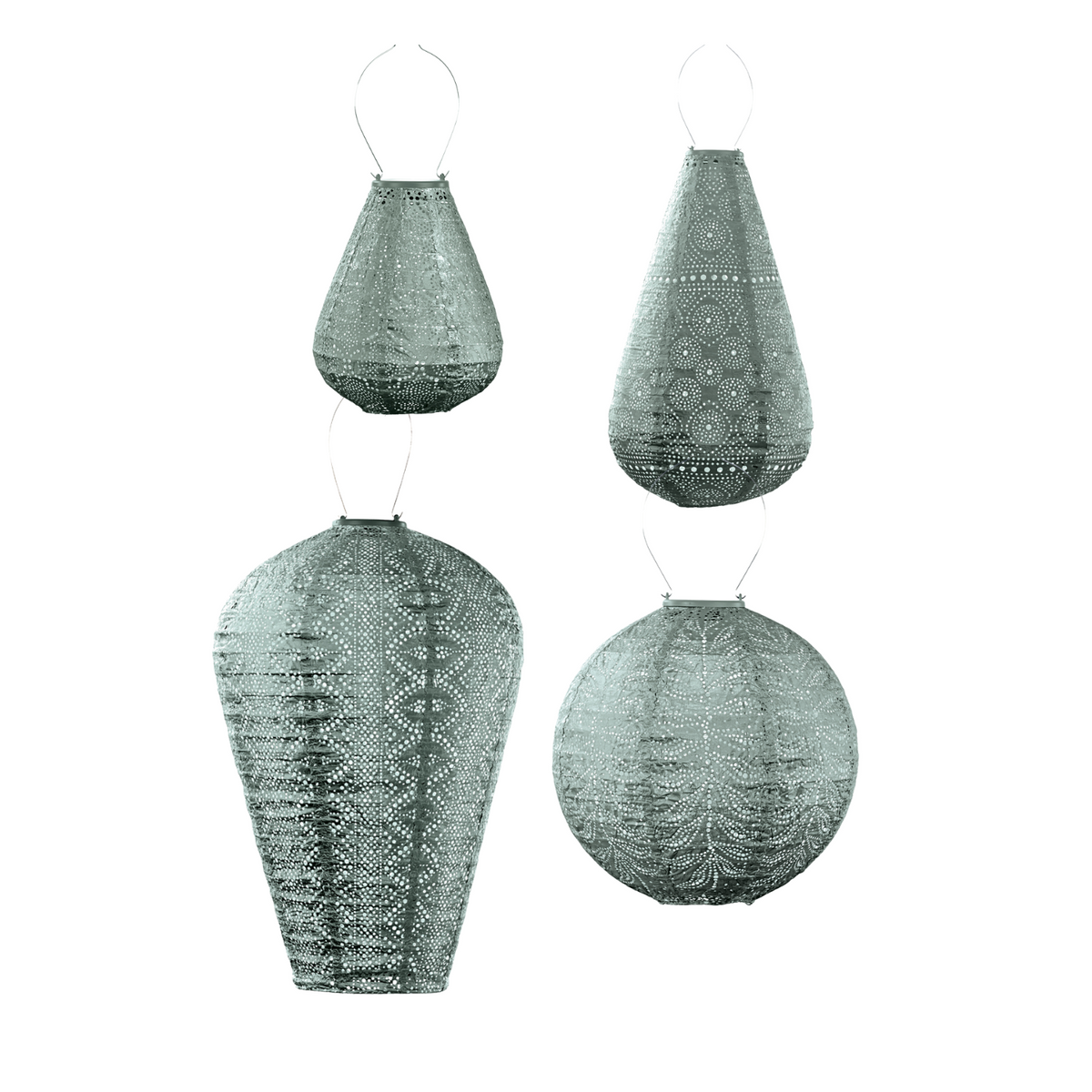 Lumiz solar lampion - sage green set - 4 stuks