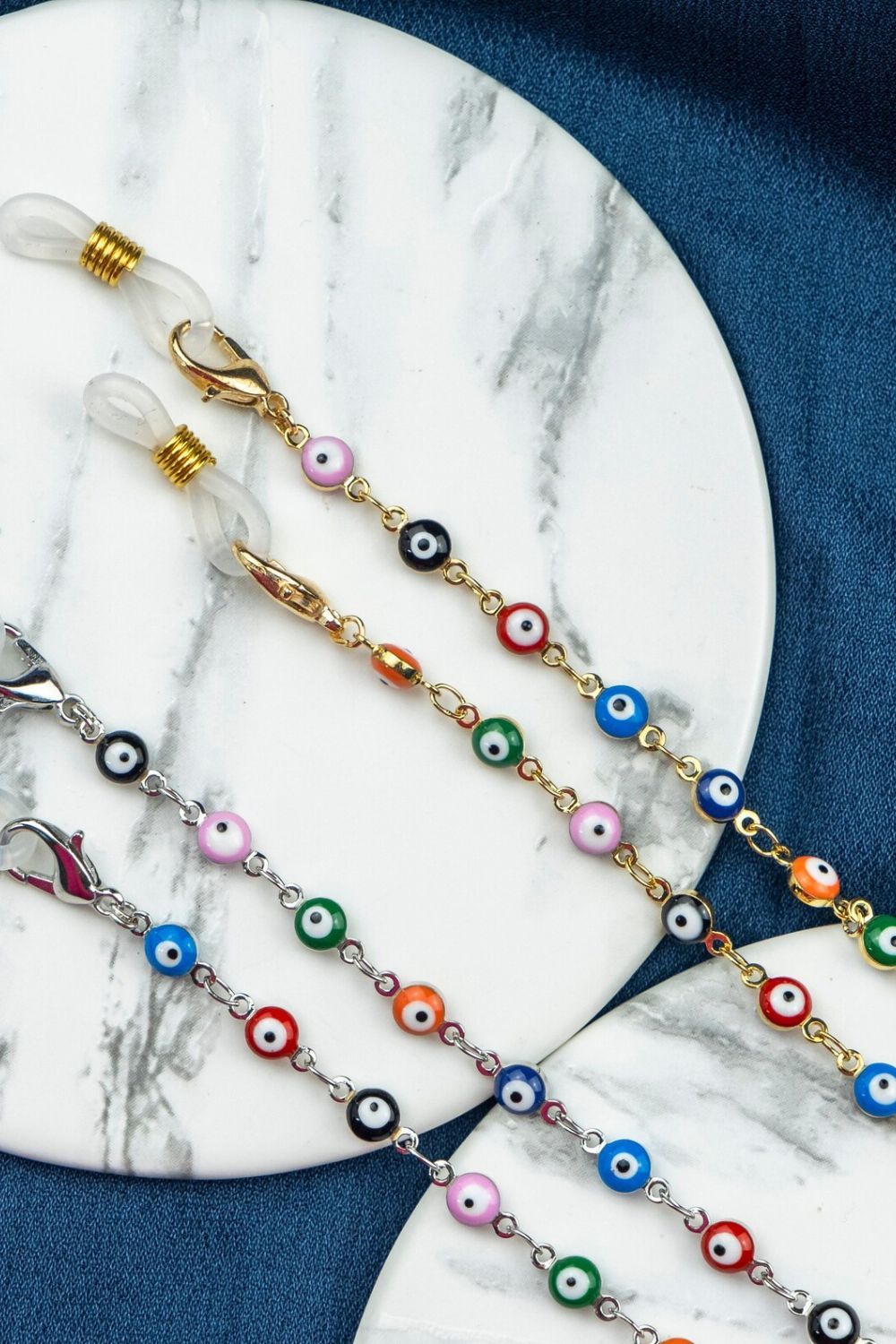 The Colourful Aura 62 CM Colourful Turkish Evil Eye Protection Summer Reading Eyeglass Chain Lanyard