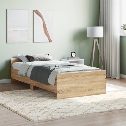 NNEVL Bed Frame Sonoma Oak 92x187 cm Single Size Engineered Wood