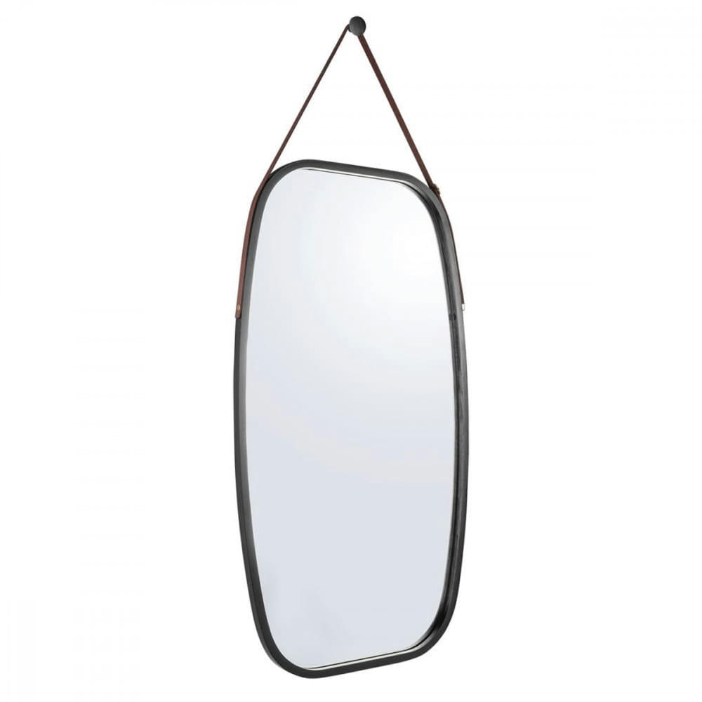 IDYLLIC - Miroir à suspendre en verre et bambou noir 74x43cm