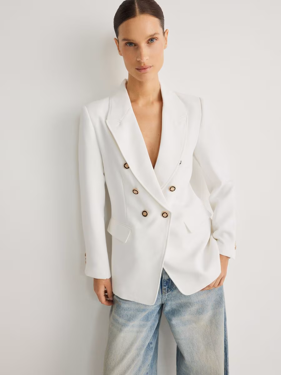 Viscose Blend Double-Breasted Blazer