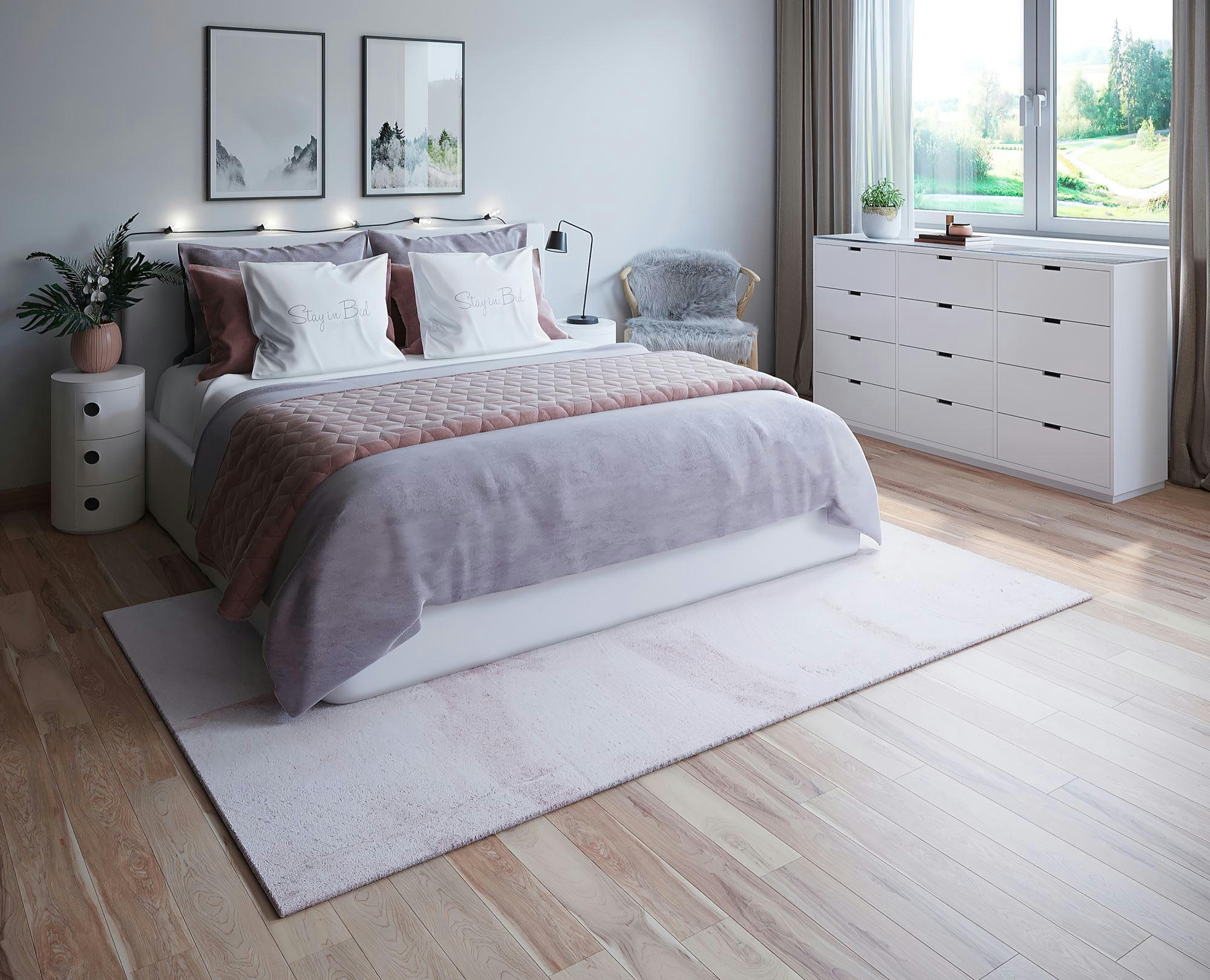 CHIARA - Tapis tissé à la machine en polyester - rose