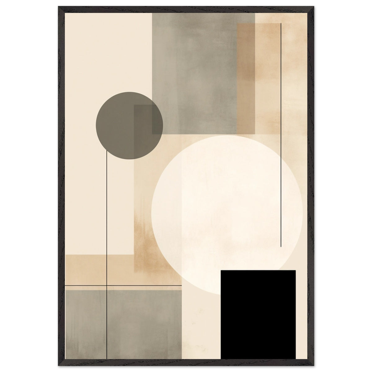 Artfulprints Poster met Lijst Japandi abstract  - 70x100 cm - Taupe
