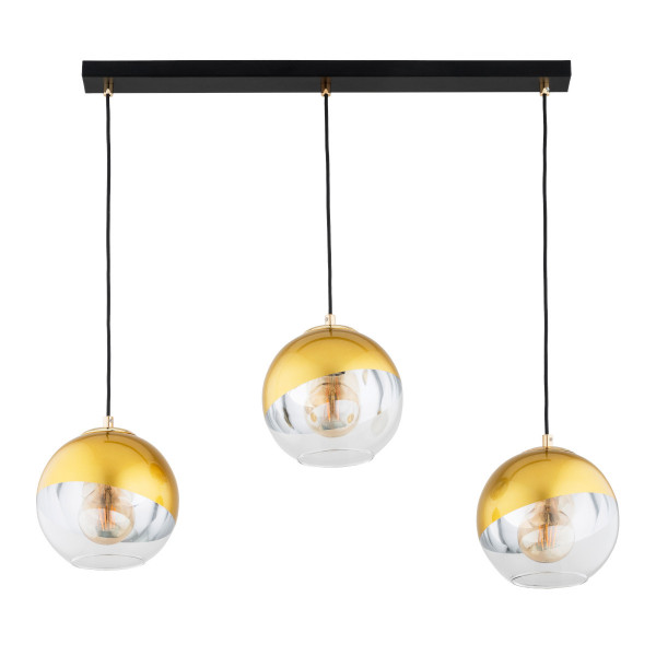 Lampa wisząca czarno-złota-przezroczysty VERONA 3xE27x15W Alfa