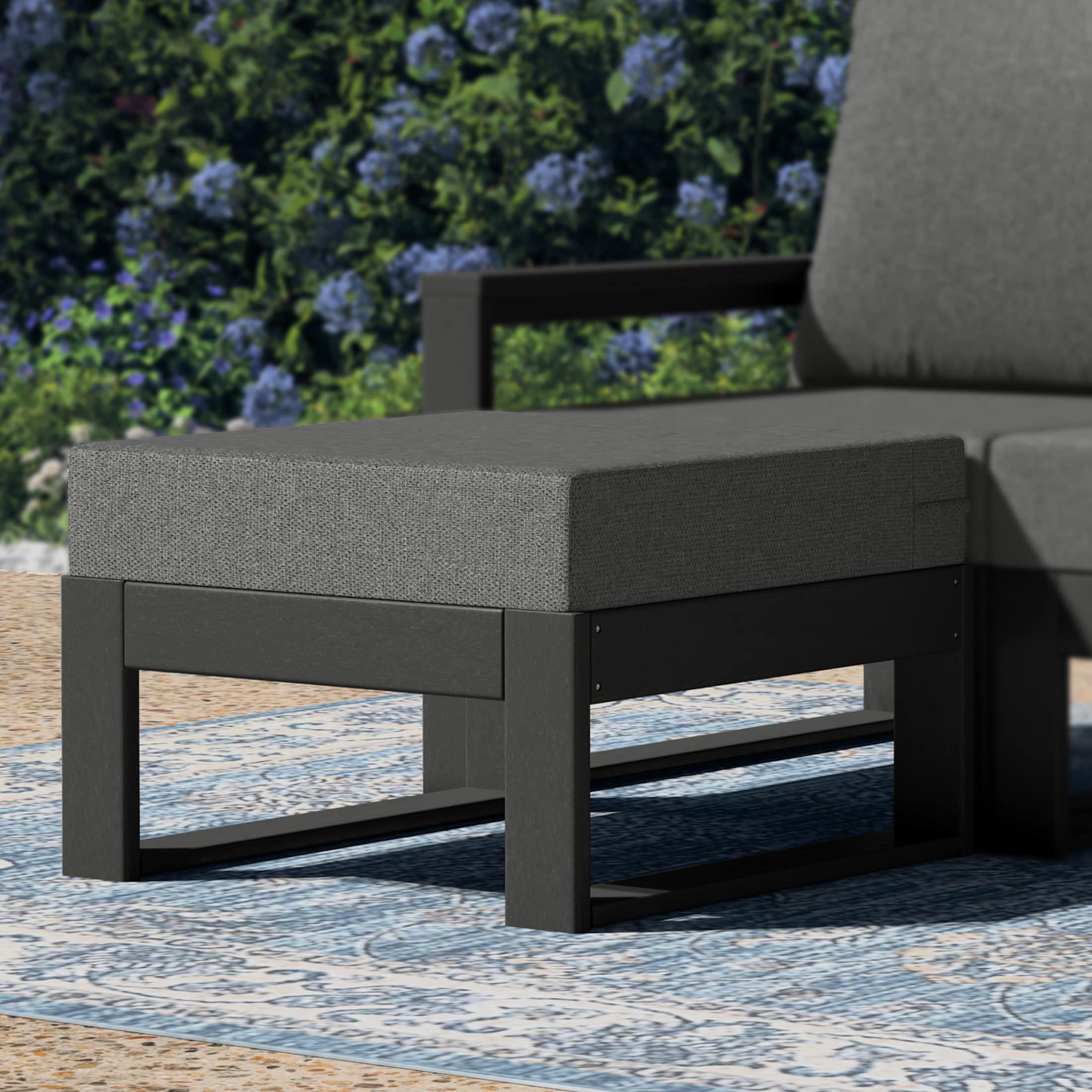 Polytrends Endless Patio Deep Seating Ottoman with Gray Frame