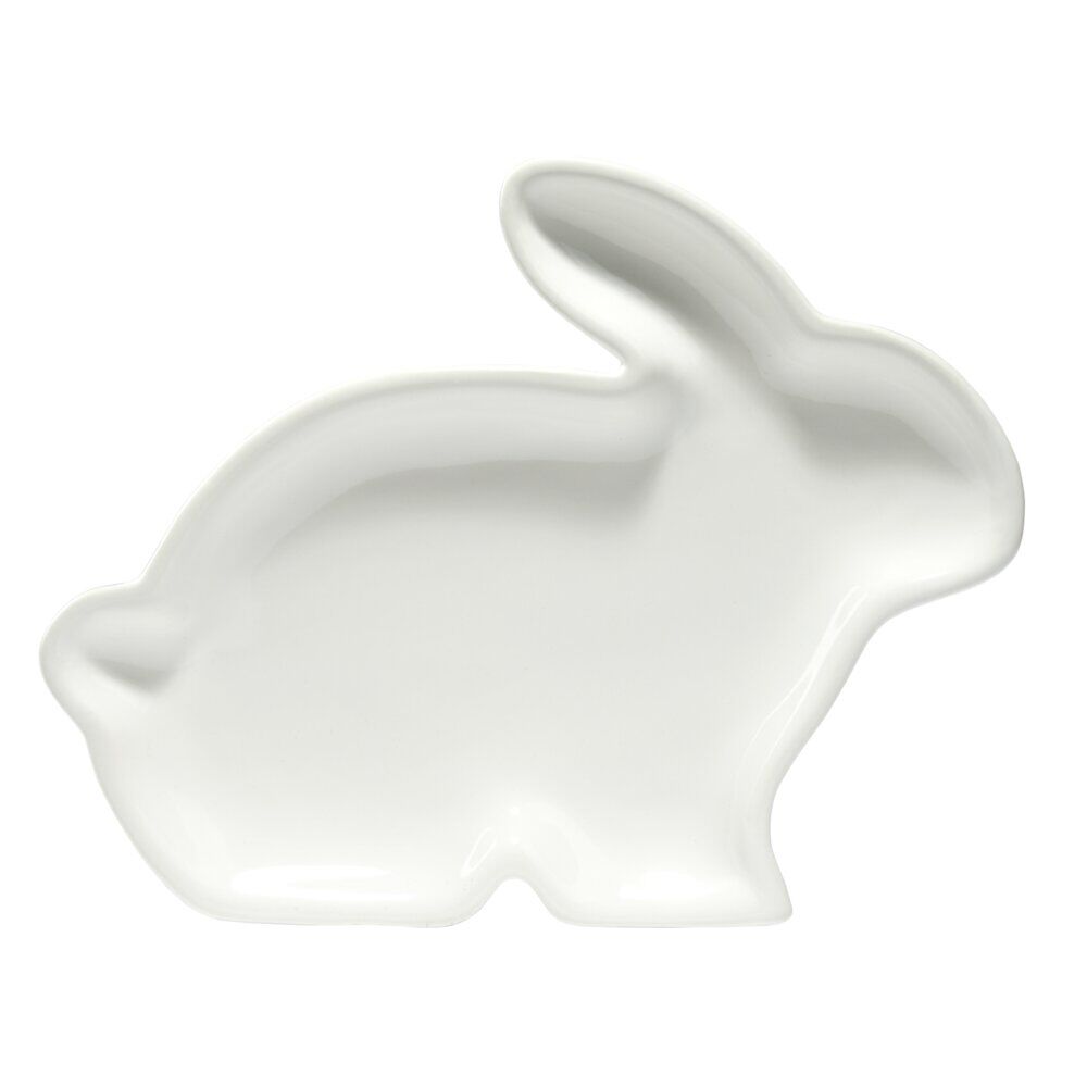 Plat décoratif forme lapin en dolomite 18,5x24cm (2 modèles blanc ou vert)