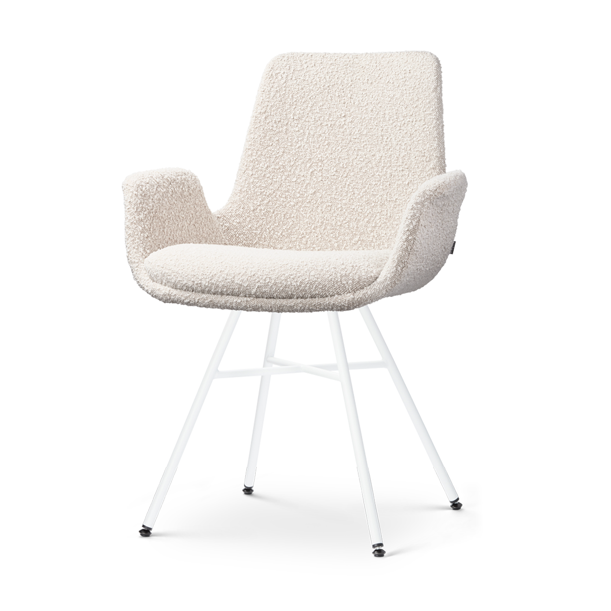 Nolon Noa-Eef Eetkamerstoel Bouclé Beige - met Armleuning - Wit