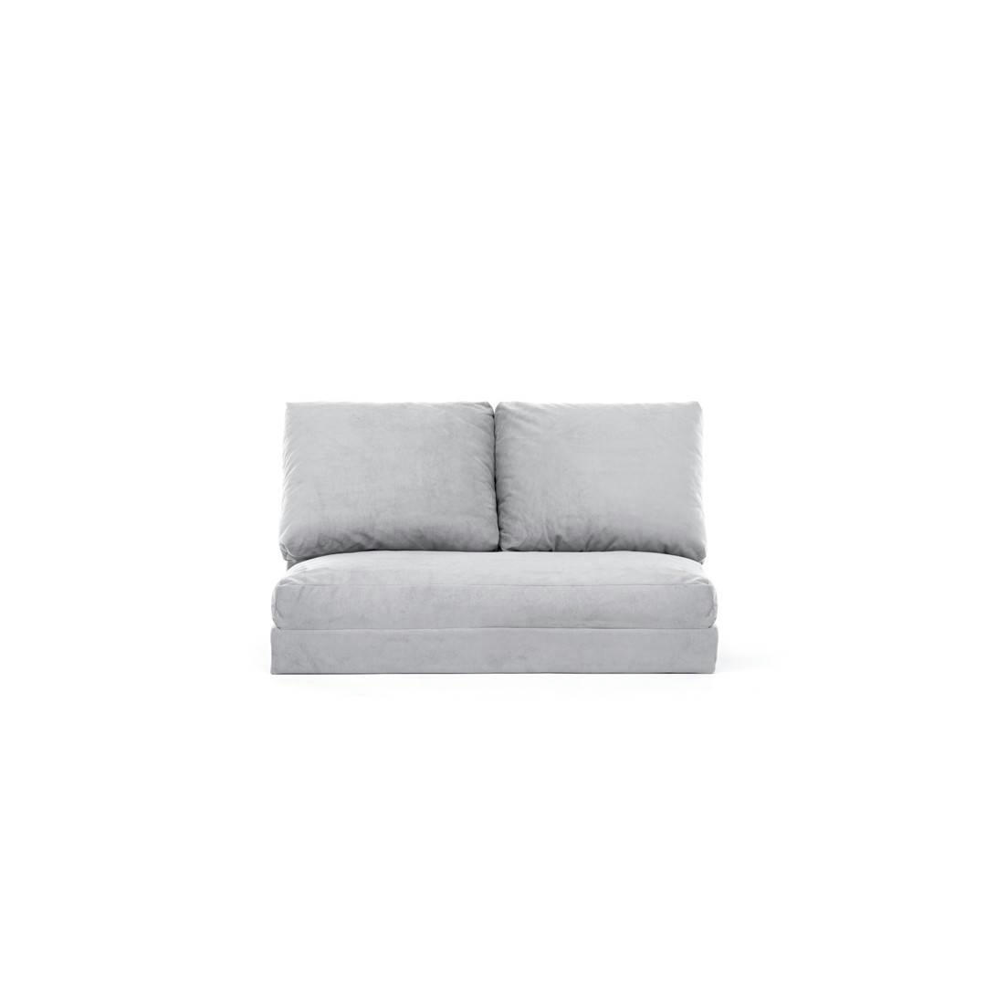 JOUDE - Pouf convertible 2 places velours gris