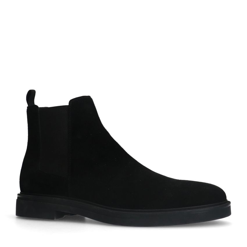 Manfield Zwarte suède chelsea boots