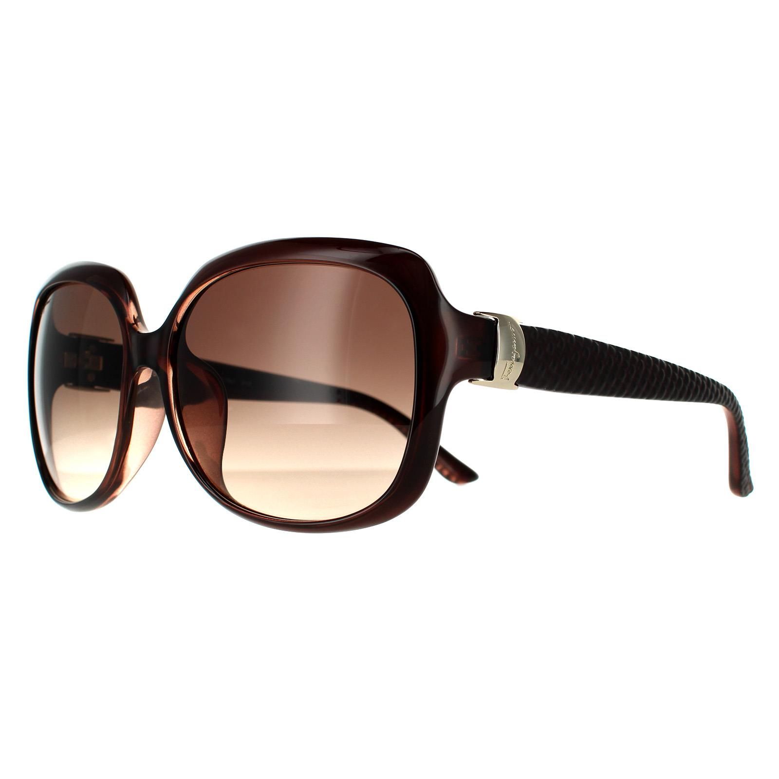 Salvatore Ferragamo Rectangle Brown Brown Gradient Sunglasses