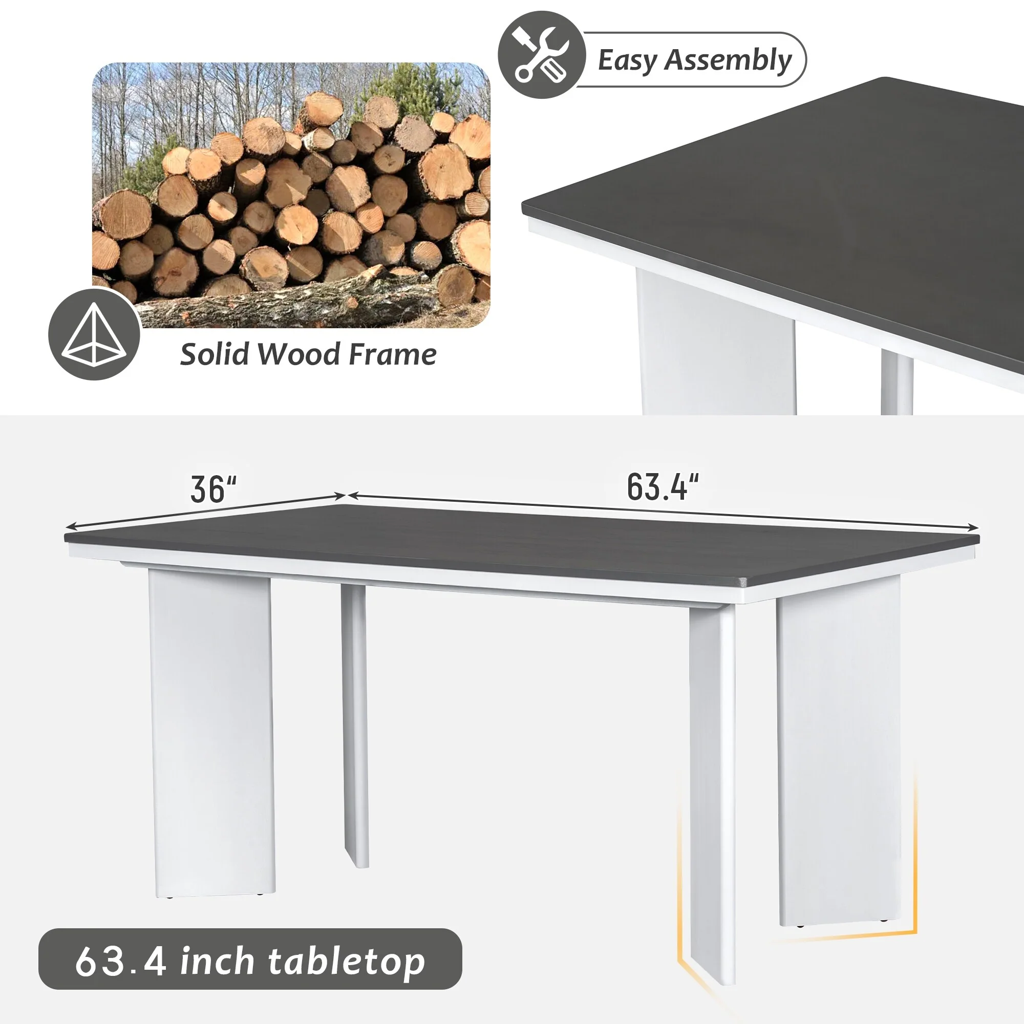 Modern 7-Piece Dining Table Set with 6 Upholstered Dining Chairs