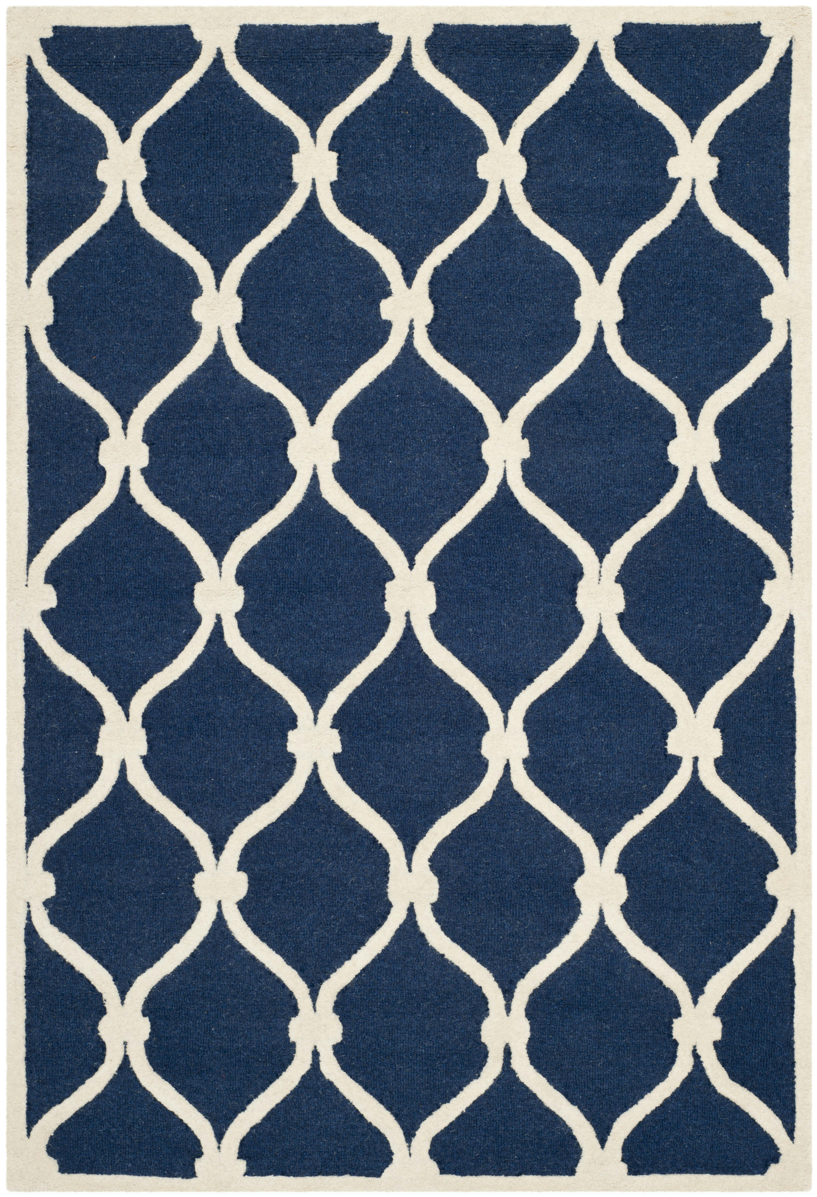 CAMBRIDGE - Tapis de salon interieur en bleu marine & ivoire, 122 x 183 cm