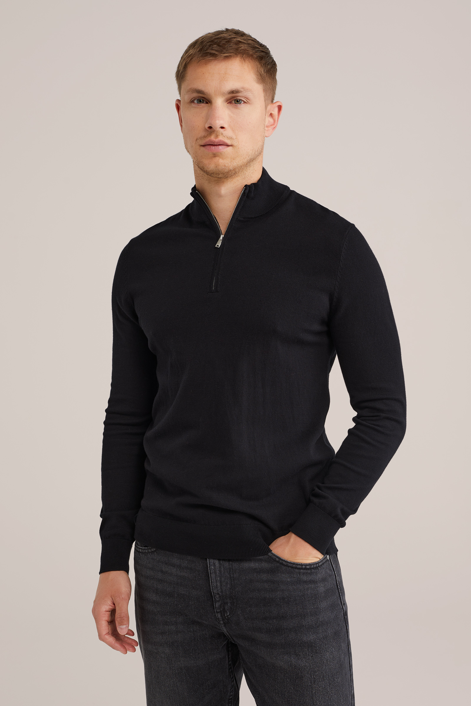 Heren Slim fit trui met quarter-zip