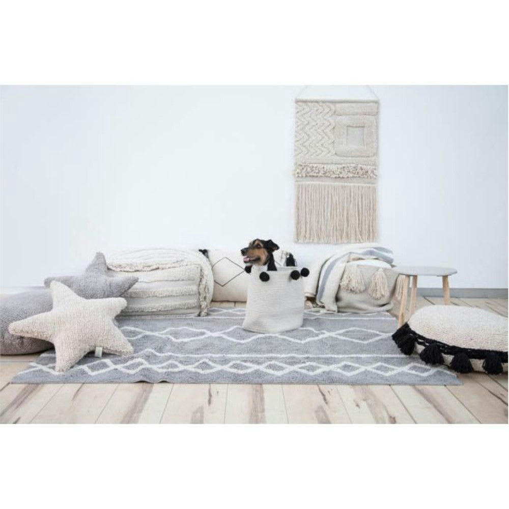 OASIS - Tapis coton lavable naturel gris 120x160cm