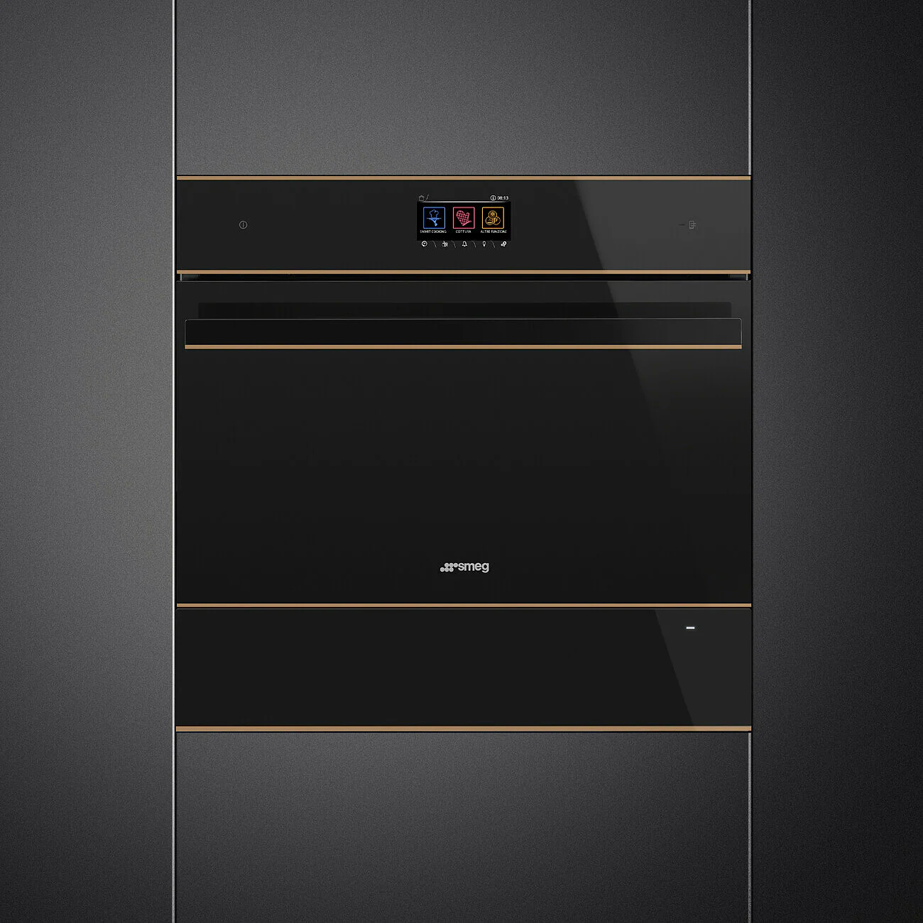 15cm Dolce Stil Novo Touch Control Warming Drawer Copper Trim