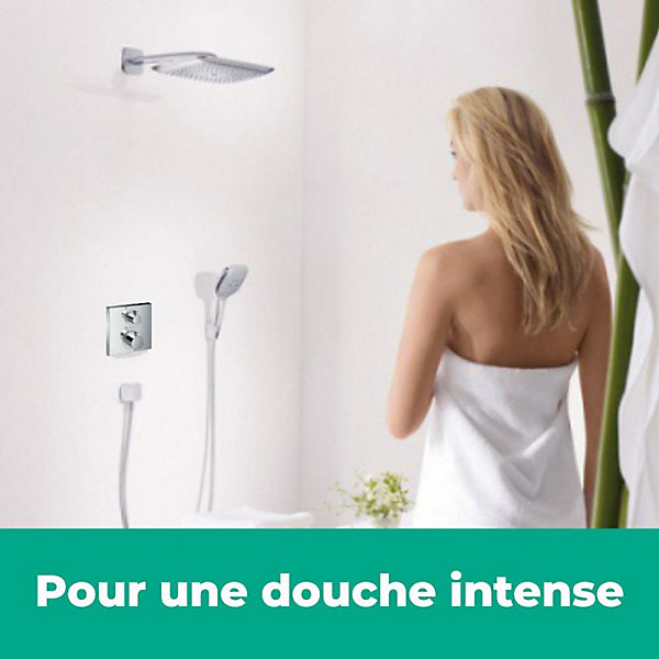 Lot robinet douche encastré thermostatique HANSGROHE Ecostat Square   Douche de tête Raindance E 240