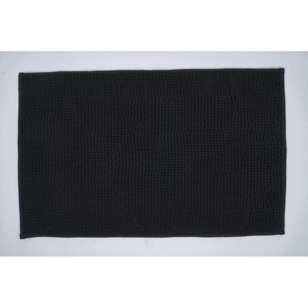 Tapis de salle de bain chenille noir 80x50cm