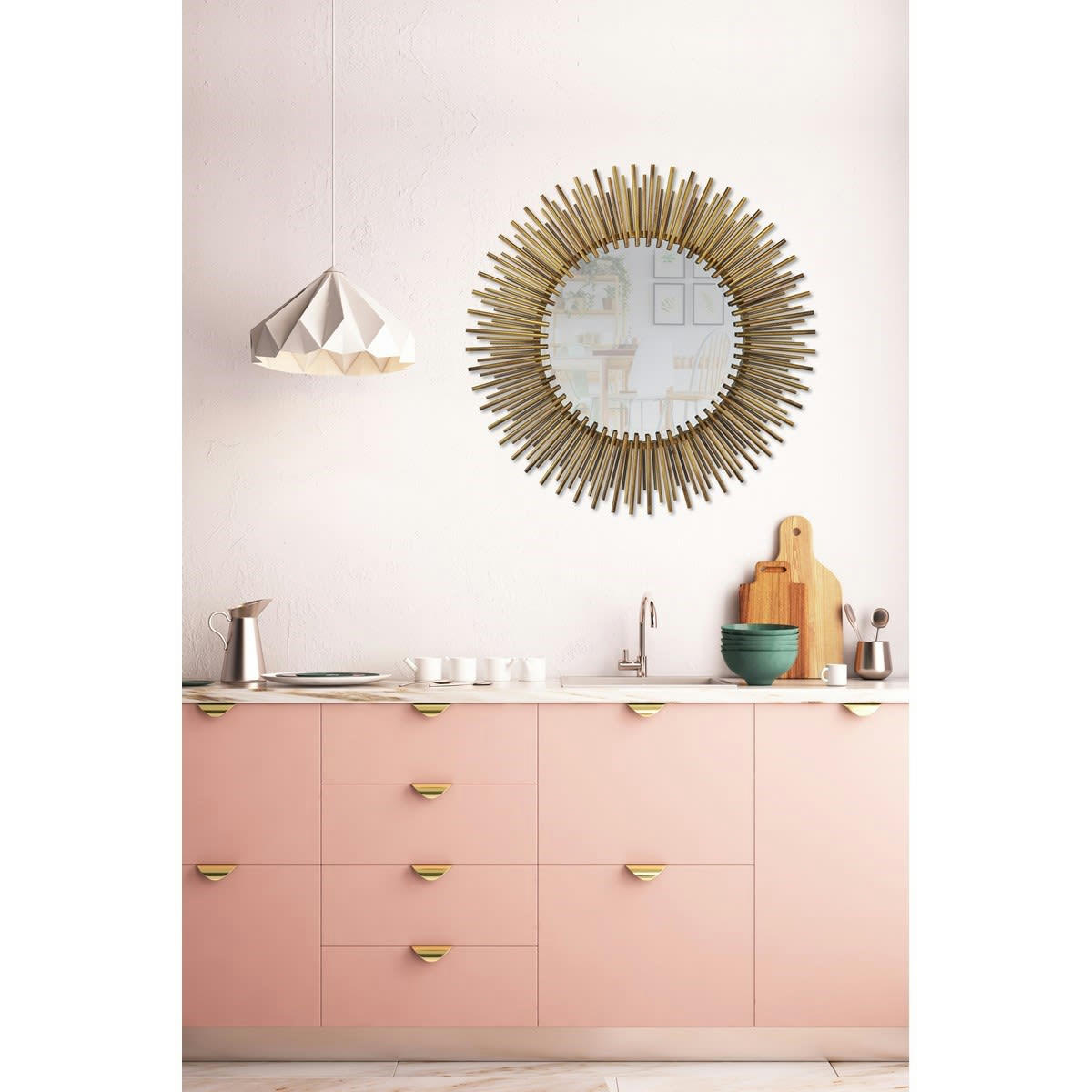 - Miroir soleil métal doré 80cm