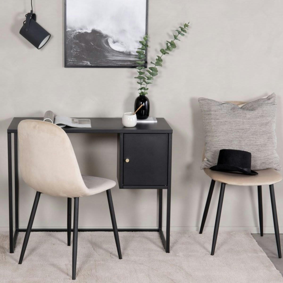 KAPAL - Bureau minimaliste en métal avec placard noir