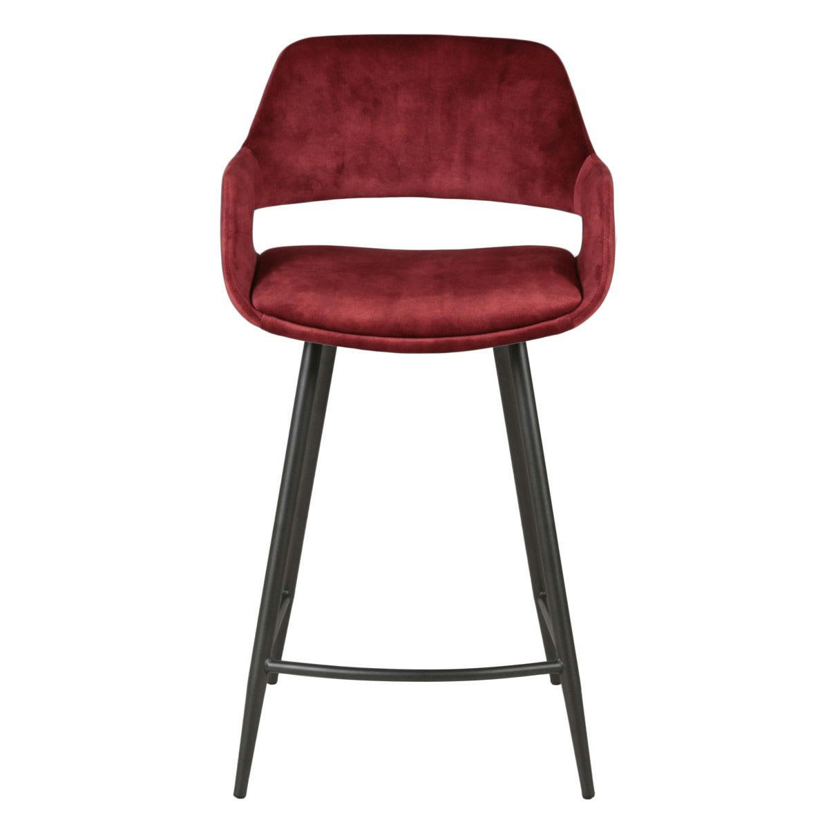 ESMEE - Chaise plan de travail velours bordeaux pieds métal