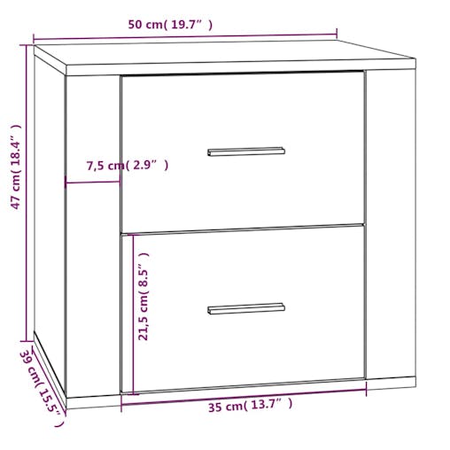 NNEVL Bedside Cabinet Smoked Oak 50x39x47 cm