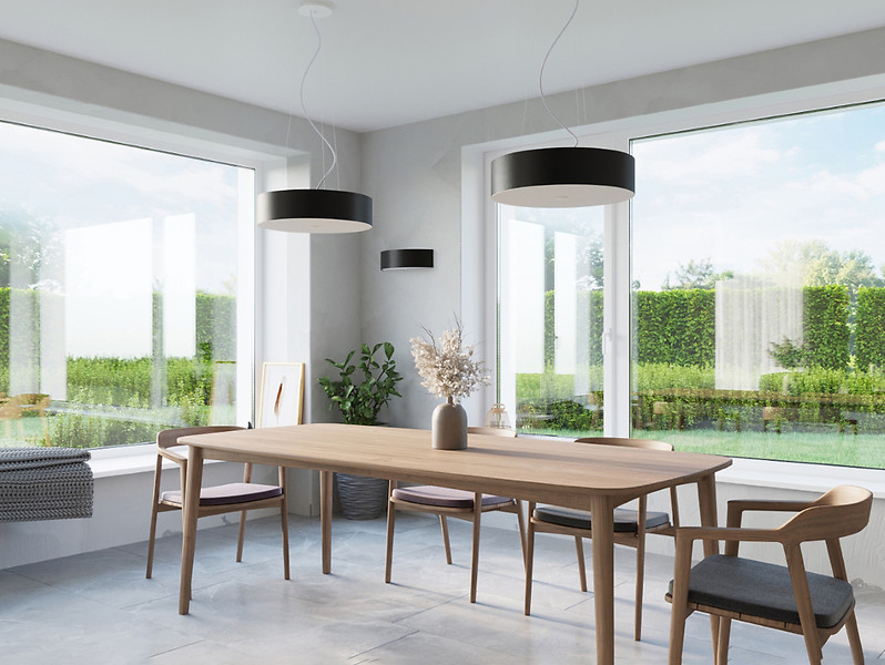 Lampa wisząca Skala 6-punktowa 80 cm tkaninowa czarna