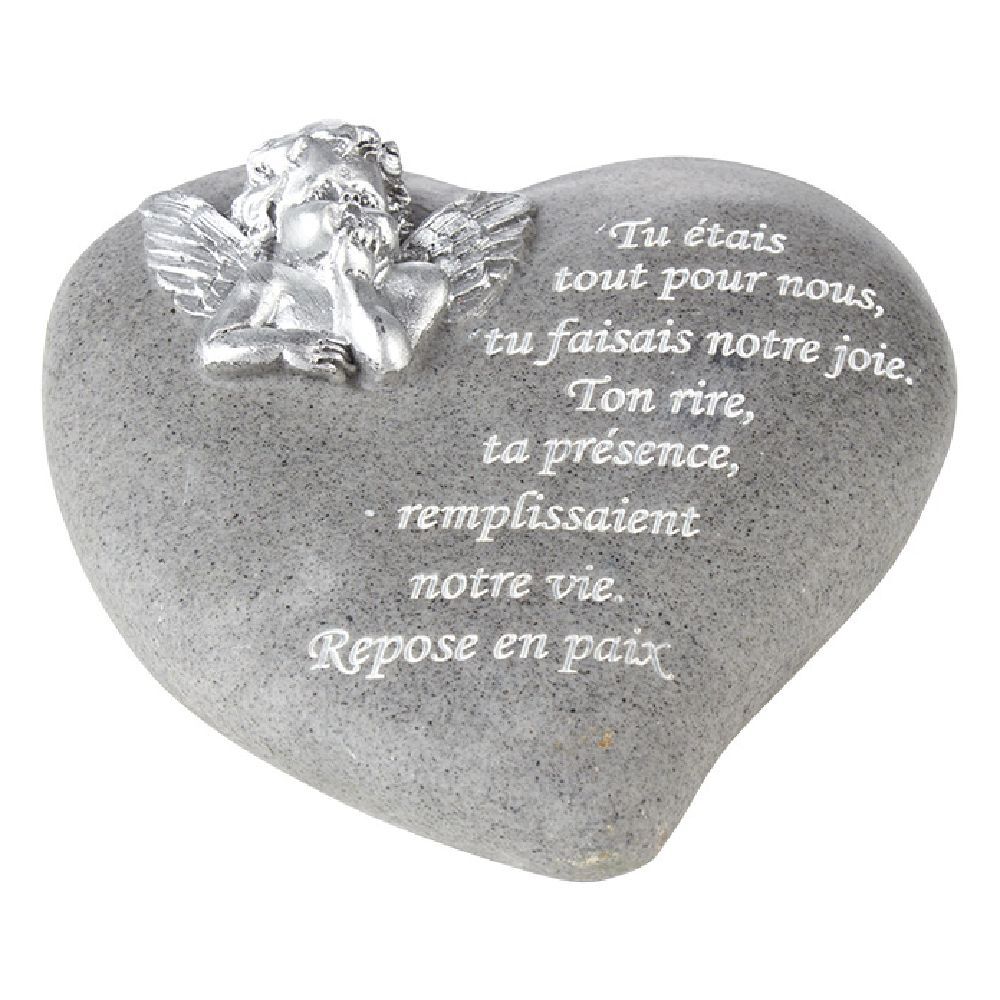 Coeur funéraire en résine gris