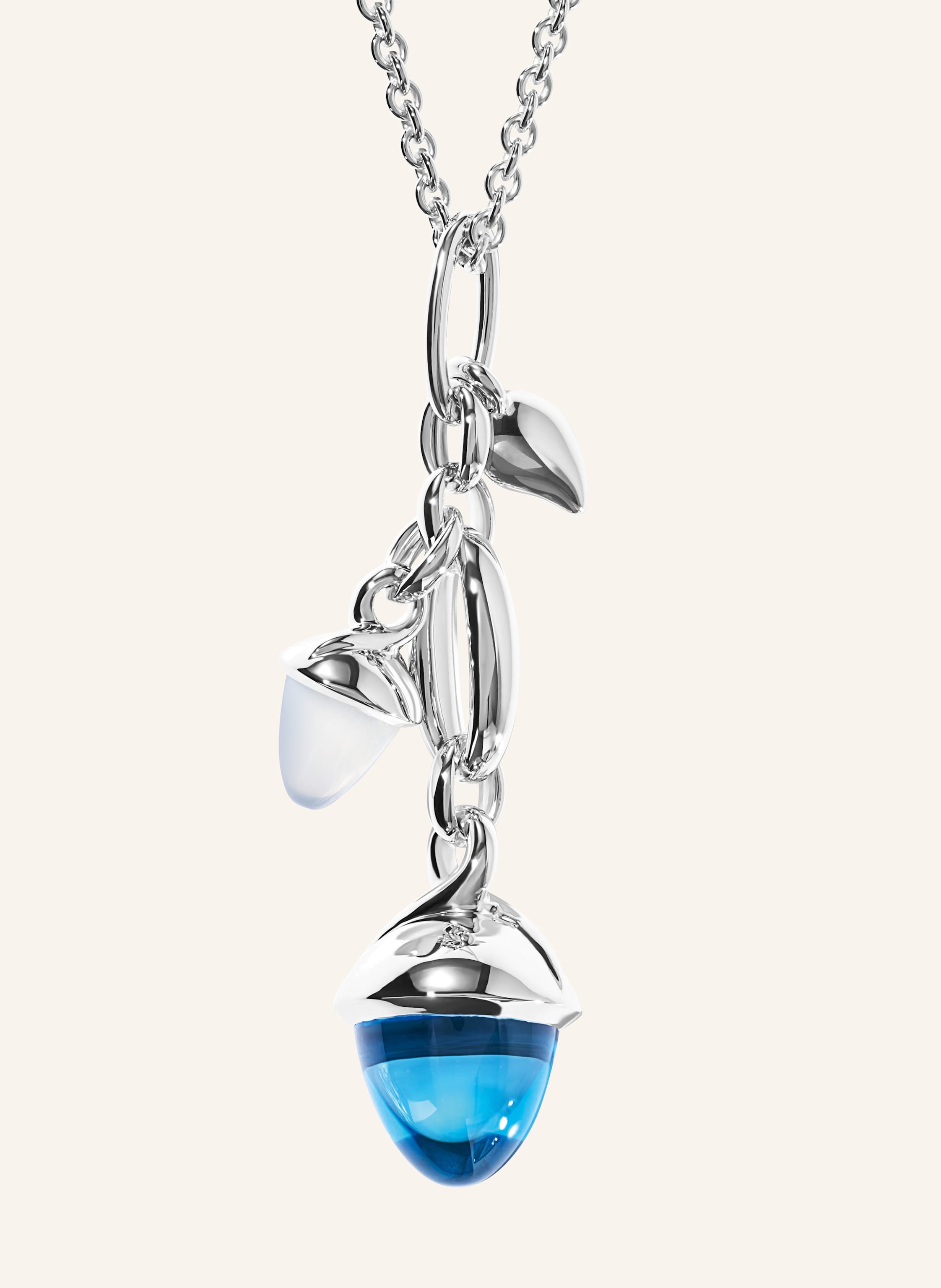 TAMARA COMOLLI Ohrhänger OHRHÄNGER MIKADO DANGLING 2 ACORNS - 'OCEAN' 18K Weißgold