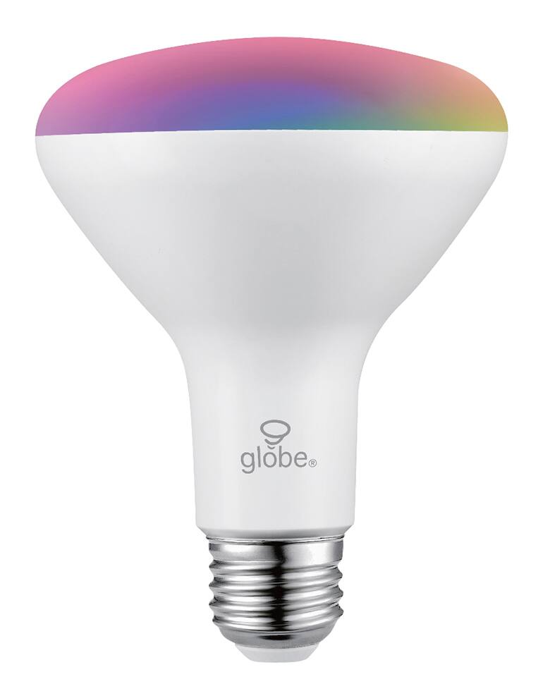 Globe Electric BR30 E26 Base Smart Wi-Fi Dimmable LED Light Bulb, 650 Lumens, Multi-Colour