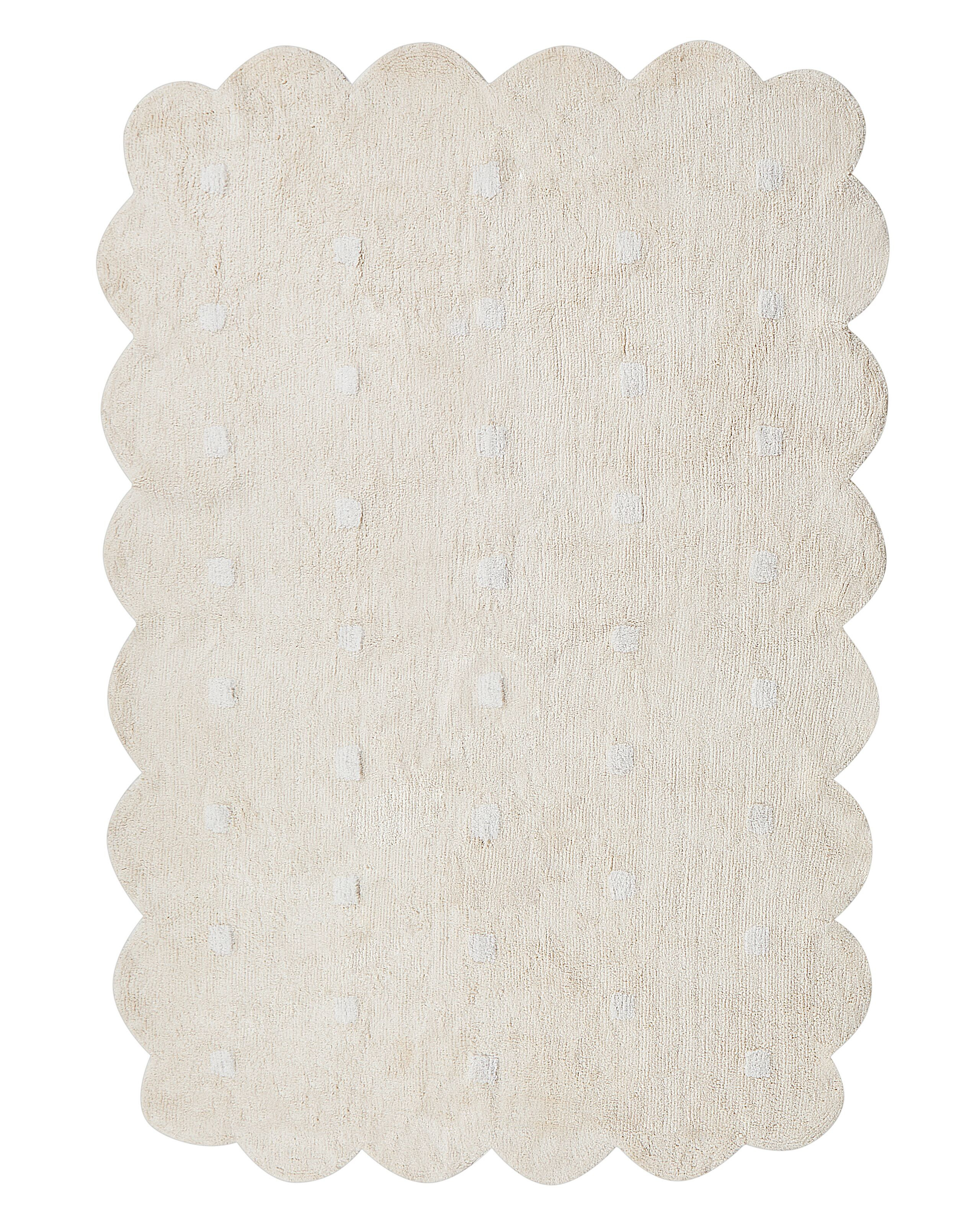 Dywan bawełniany beżowy w kropki 140 x 200 cm