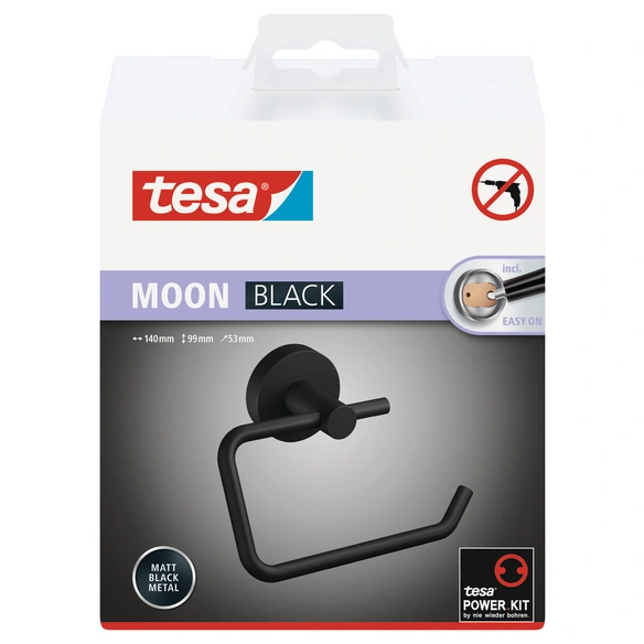 Toilettenpapierhalter »Moon«, Schwarz Matt, inkl. Klebelösung