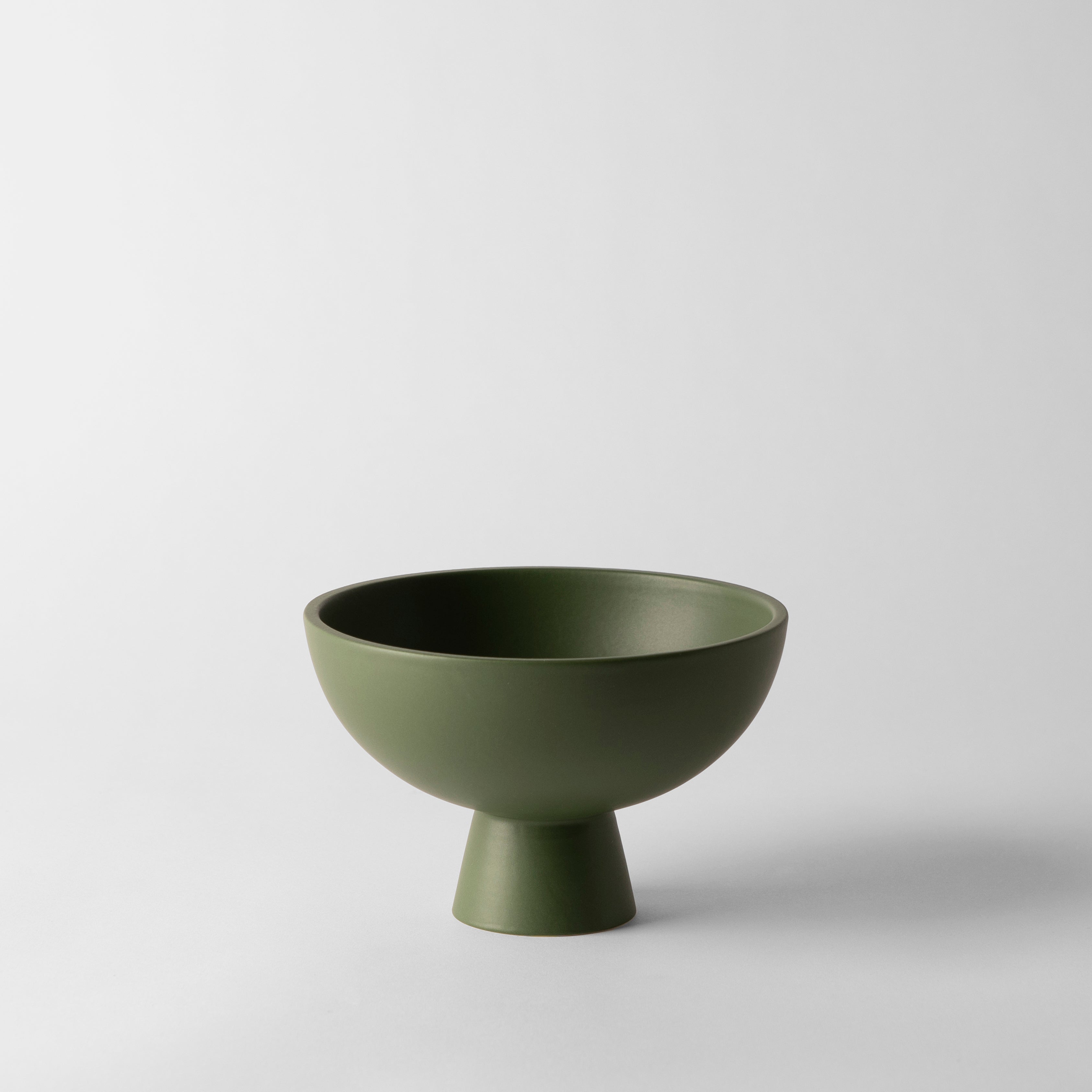 Medium Deep Green Modern Pedestal Bowl